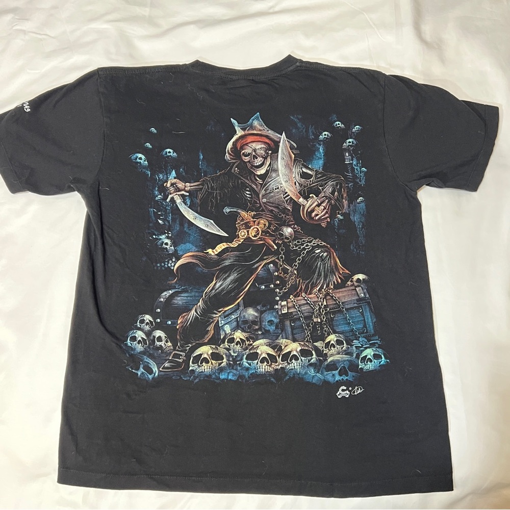 Caballo Pirate Skull Graphic Black T-Shirt L St Thomas - Picture 5 of 8